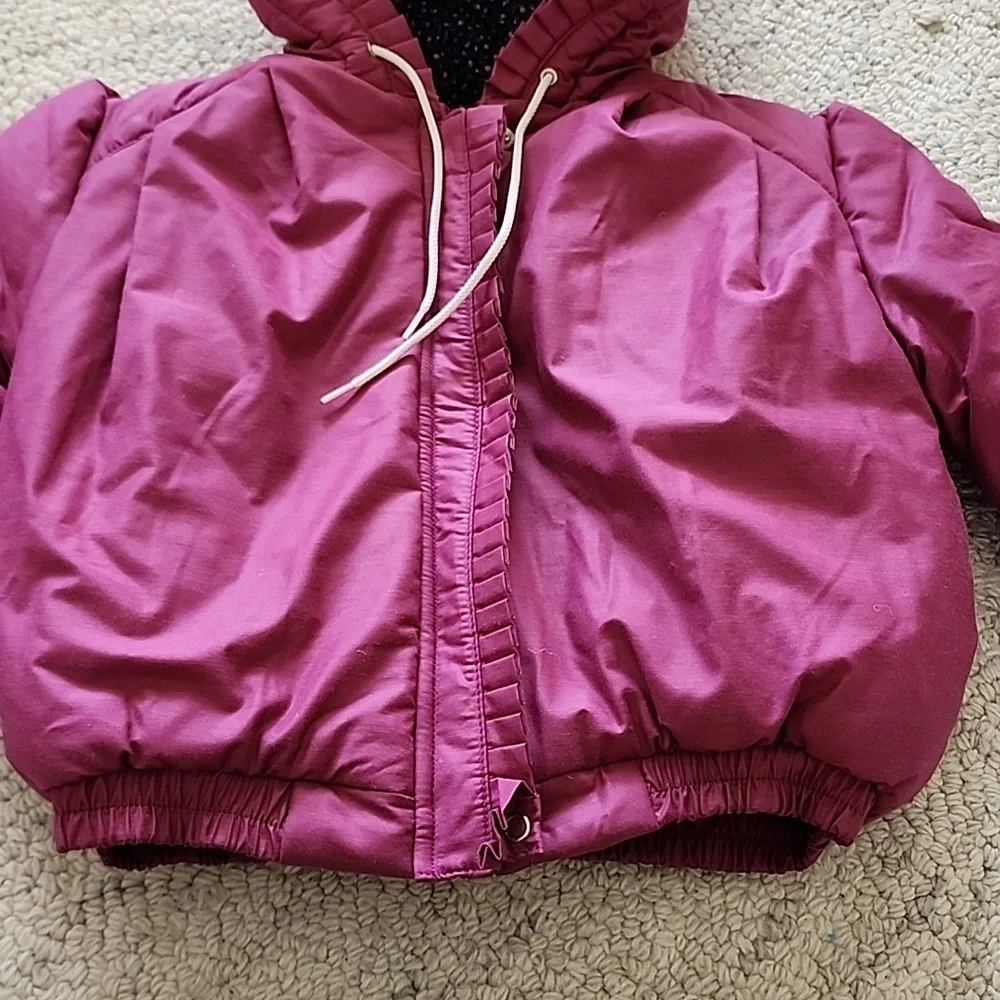 Kids Pink Hooded Snow Jacket & Overalls Set